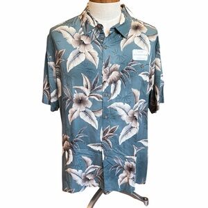 NWT Campos Moda 2XL Teal Blue Tropical Hawaiian Shirt